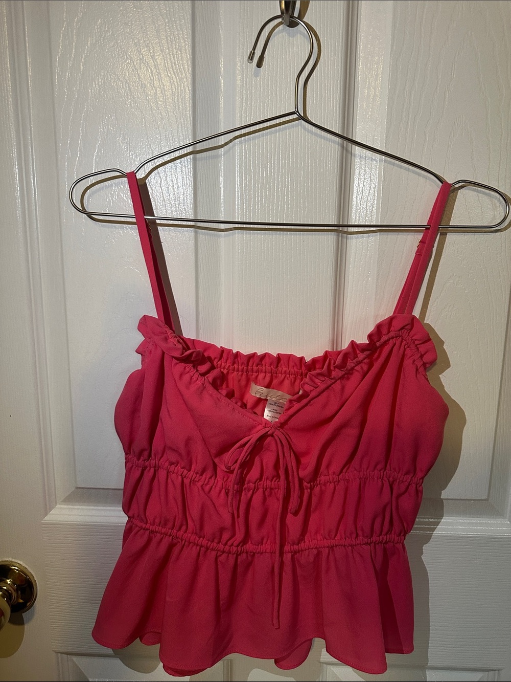 South Moon Under- Hot Pink Ruffle-Trim Camisole Top